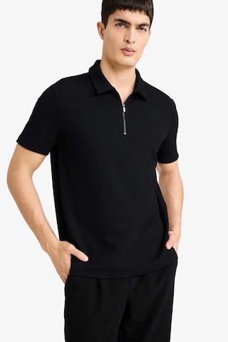 Defacto Regular Fit Polo Yaka Yarım Fermuarlı Pilise Kısa Kollu Tişört B7355ax25aubk81 SIYAH