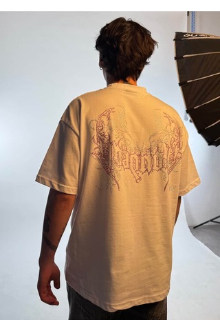 Zaee Phantom Wings Taşlı Oversize Tişört Beyaz