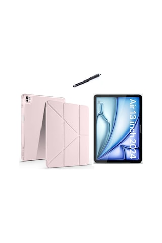 Apple Uyumlu iPad Air 13 Inç 2024 A2898-a2899 Tri Fold Kalemlikli Tablet Kılıfı Ekran Koruyucu Ve Kalem
