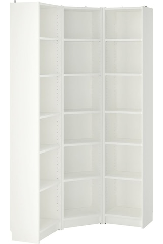 Köşe Kitaplık, Beyaz, 95/95x28x202 Cm Beyaz