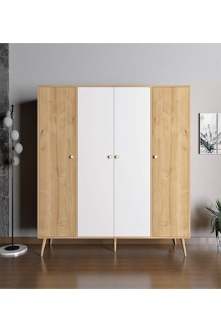 Floradesign Milano Gardırop /elbise Dolabı Dört Kapaklı Dolap 160cm Meşe