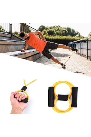8 Şeklinde Direnç Bandı Yoga Plates Ve Vücut Geliştirme Egzersiz Bandı Altın