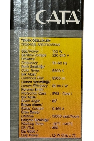 Cata Ct-4659 100w 6500k Beyaz Işık Led Projektör