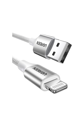 Ugreen Lightning To Usb-a Örgülü Mfi Sertifikalı Apple iPhone Hızlı Şarj Kablosu, 1 Metre, Gümüş, 60161 Standart Model