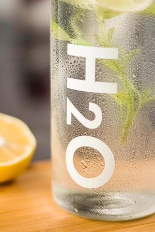 H2o Borosilikat Cam Matara 1L Vakum Kapaklı Su Şişesi Suluk 1000 Ml