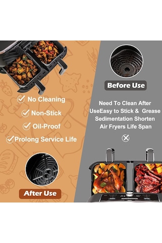 Suofeng Ninja Foodi Dz201 İçin Yeniden Kullanılabilir Silikon Bezeler, 8 Quart, Anti Yapışkan, 2 Adet, Siyah Siyah