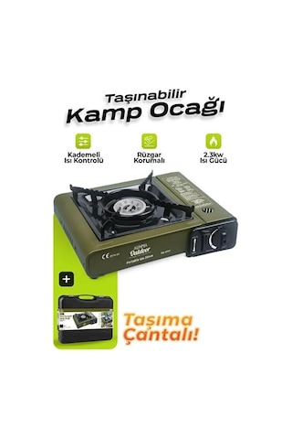 Portatif Kamp Ocağı 2.3kw Kırmızı Taşınabilir Tekli Gazlı Ocak Rüzgar Geçirmez Çok Renkli
