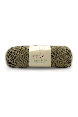 Sensy Premium Softee Raffia Yumuşak Rafya İpi Kağıt İpi El Örgü İpi Hobi İpi Supla İpi Çanta İpi Haki