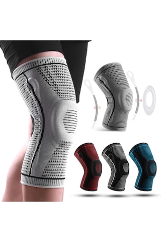 Aubyhe L Beden Mavi Silikonlı Baskılı Spor Diz Koruyucu - Hareketlerde Desteği Ve Yumuşak Korumayı Sağlar Mavi