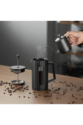 Xuweiwei 1 Adet Thejz 600ml Fransız Kahve Presi Modern Cam Manuel Kahve Cay Infuser 4 Seviye Filtreleme Yeniden Kullanılabilir Isı Sicaklik Direncli Mat Son Beyaz Beyaz