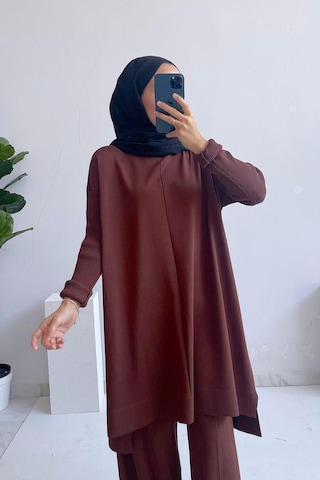 Mira Merserize Tunik - Kahverengi