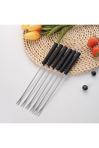 Yifomall Paslanmaz Çelik Fondü Çatal Seti - 6'lı Uzun Saplı, Çok Amaçlı Kullanım Diğer