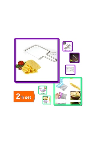 Peynir Kesme Teli + Chips Chopper Şekilli Sebze Ve Meyve Dilimleyici - 2li Set N0z5t3 Çelik Diğer