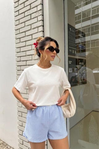 Seeh Beyaz Basic Kısa Kollu Kadın T-shirt Sh280