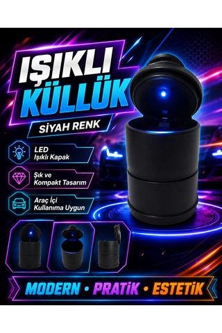 Işıklı Küllük Siyah Renk