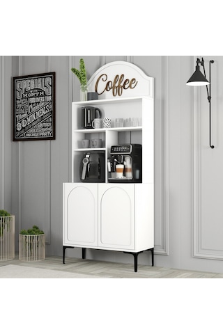 Lyon Kahve Köşesi 80cm - Beyaz / Siyah