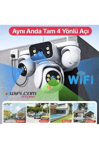 Kör Noktasız 4 Kameralı Akıllı Ptz Wifi Kamera Hieasy Uygulama