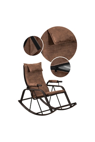 Sallanan Sandalye, Metal Ayaklı Tv Koltuğu, Sallanır Dinlenme Koltuğu, Demonte Sallanan Berjer Kahverengi