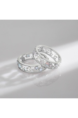 Tancise Klasik 925 Ayar Gümüş Zirkon Yüzük Bayanlar Takı Düğün Promise Parti Hediye Pembe