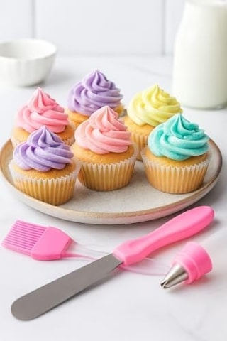 Çok Amaçlı Pasta Süsleme Seti 9 Parça 5 Duy Krema Torbası Adaptörü Spatula Silikon Fırça İle Kek Cupcake Kurabiye Dekorasyon Malzemeleri Profesyonel Pastacılık Seti Açık Bej