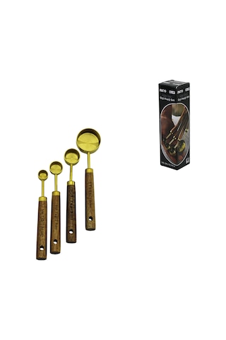 Northcity Altın Renk Metal 4'lü Ölçü Kaşık Seti 15ml, 5ml, 2.5ml, 1.25ml