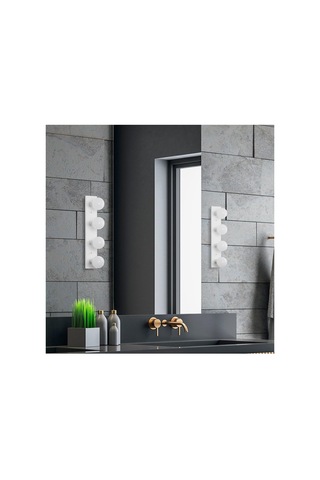 Parlak Beyaz Metal Aplik E27 Duvar Aydınlatma 60x10x10 Cm Oturma Odası Ve Kütüphane, Beyaz-12241 Çok Renkli