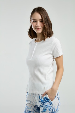 Pierre Cardin 8970 Kısa Kol Kadın Pijama Takımı Beyaz