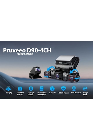 Pruveeo D90-4ch Fhd Wı-fı Gps + 128gb Sd Kart Kame