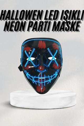 Led Işıklı Neon Maske Cadılar Bayramı Maskesi Korkunç Korku Maskesi - Lisinya Diğer