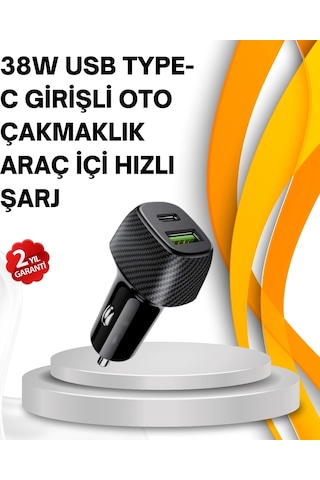 Bay Kompakt Tasarımlı Type-c + Usb Girişli Araç Şarj Başlığı Najmaddin Standart