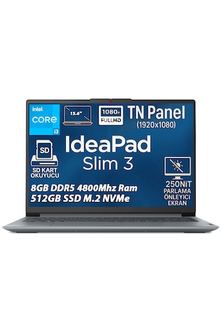 Lenovo IdeaPad Slim 3 15IAN8 82XB00B4TX i3-N305 8 GB 512 GB SSD 15.6" Dos Dizüstü Bilgisayar