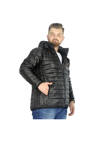Mode Xl Büyük Beden Mont Kapitone Kapüşonlu 22602 Siyah 001