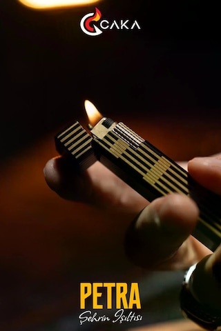 Caka Lighter Petra Black Gold Benzinli Çakmak - Ckl-056