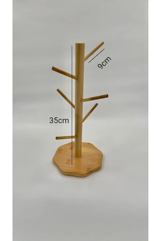 Bambu 6 Lı Bardak Askılığı Doğal Ve Şık Bambu Bardak Standı 15x35 Cm Bambu