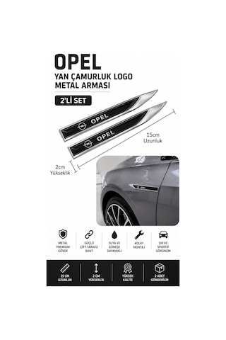 Opel Metal Damla Desen Çamurluk Yan Çıtası Logo Amblem 2 Li Set 1