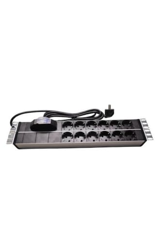 19" 2u Pdu: 12 X Schuko Tip Soketli, 16a Sigortalı, 1,5m 3x1.5mm2