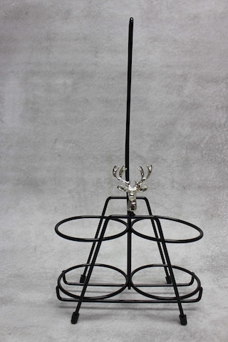 Gümüş Geyik Aksesuar Vidalı Metal Siyah Stant Yağdanlık Sosluk