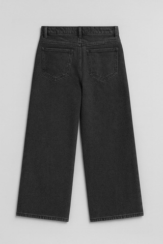 Kadın Gri Yüksek Bel Wide Leg Jean Pantolon Gri