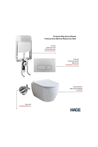 City Asma Kanalsız Klozet , Ova Gömme Rezervuar Seti