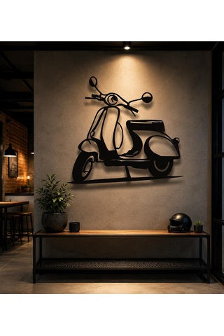 Scooter Metal Duvar Dekoru Siyah