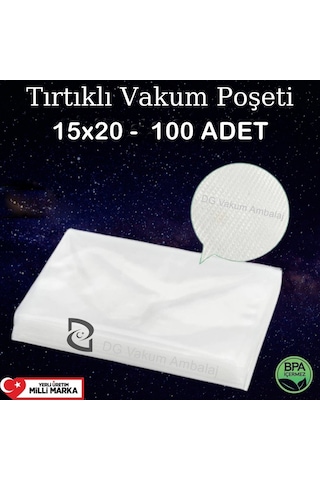 Tırtıklı Vakum Poşeti Torbası 15 x 20 CM 100 Adet