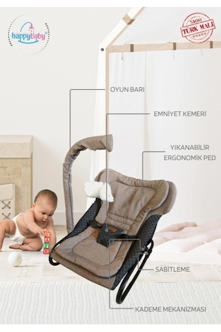 Elit Keten Anakucağı - Hazır Kurulu Gelir - Kademeli - Sallanır - Oyuncaklı - Bebek Anakucagi