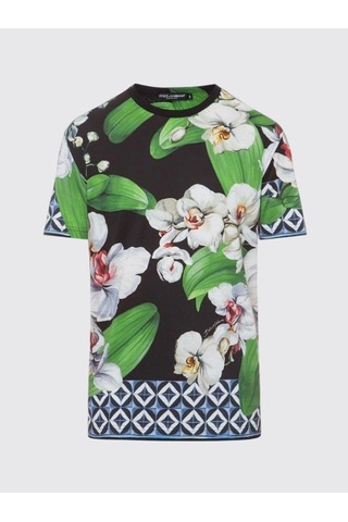 Dolce & Gabbana Flower Print T-shirt Siyah - Yeşil