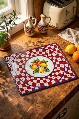 Snippy Amalfi - Cam Kesme Tahtası Cam Kesim Panosu Dekoratf Cam Kesim Tablası 29 X 34 Cm Çok Renkli