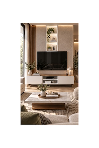 Nover Modern Tv Ünitesi 143 Cm Beyaz- Atlantik Çam - 920184114 Atlantik Çam