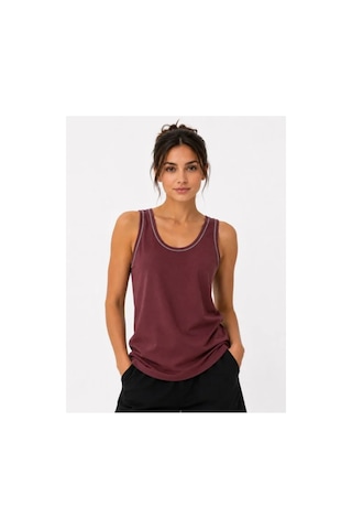 Butik İstanbul Sporcu Atlet Bisiklet Yaka Kolsuz Yazlık Atlet - Bordo