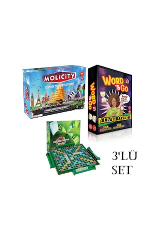 Wet 3'lü Süper Set Emlak Ticaret Oyunu Molicity + Kelime Oyunu + Tabu Xl Edition.