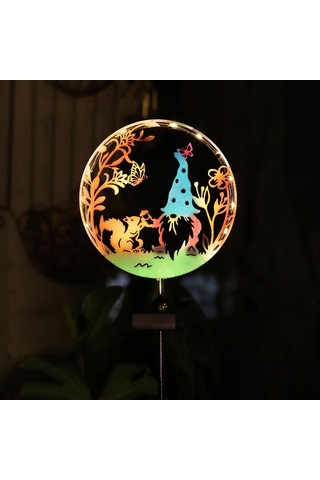 Mufunye Güneş Enerjili Kedi Kelebek Desenli Dış Mekan Projeksiyon Lambası - Bahçe Çimenliği Dekoratif Aydınlatma Sincap Gnome Ilık Beyaz