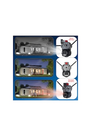 Apronx 9mp 10x Zoom Wifi Kamera 3 Lens Üçlü Görüş Ptz Güvenlik Kamerası Dış Mekan Su Geçirmez