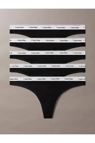 Calvin Klein Kadın Logo İmzalı Elastik Bel Bantlı Pamuklu Beşli Paket Siyah Bikini Altı Lv00qd5221-ub1-13422 Siyah